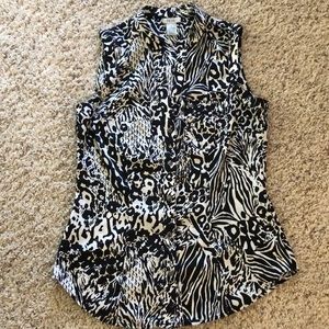 Cache Multi Animal Print Top